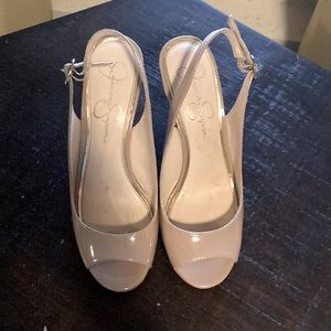 Jessica Simpson Nude Platform Wedge Heels